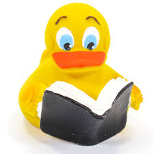 Picture of rubber duck reading a book