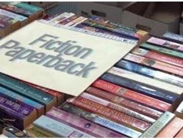 Book Sale Photo with Fiction books sign