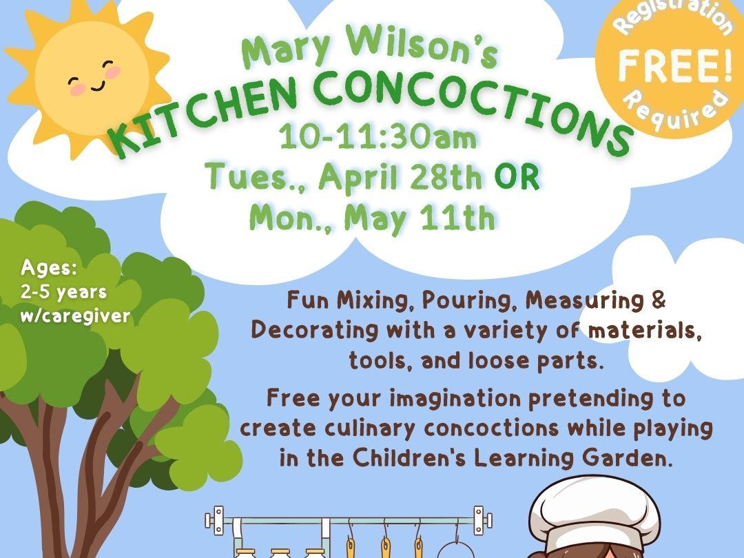 Picture of Mary Wilson's Kitchen Concoctions flyer with date and time