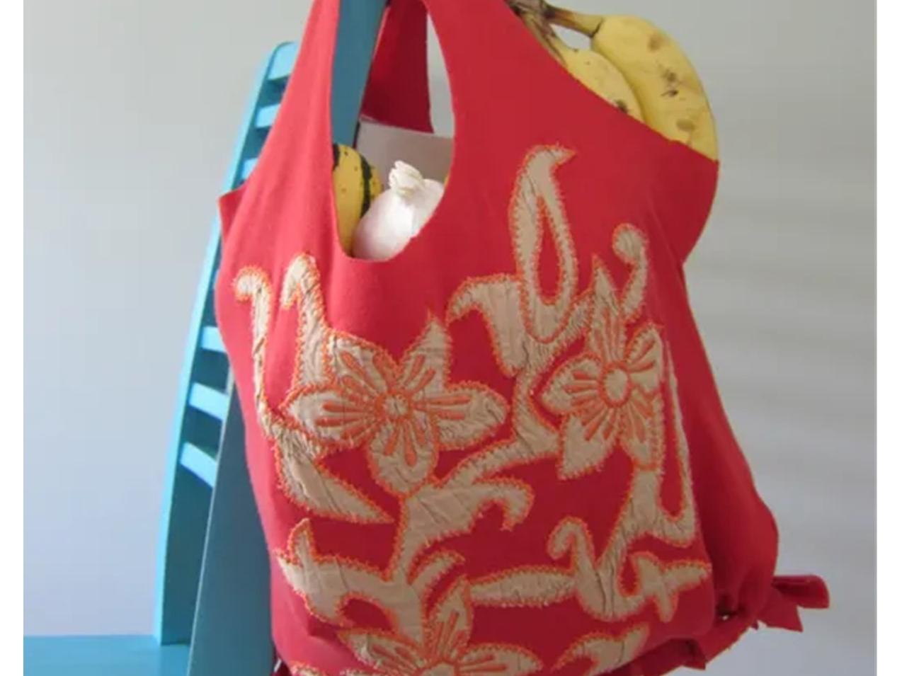 Picture of a tote bag made from an old t-shirt